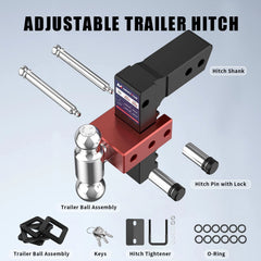 8" Adjustable Trailer Tow Hitch with 2.5" Receiver 2" & 2-5/16" Dual Ball Mount, 18500 LBS GTW For Most Truck & SUV