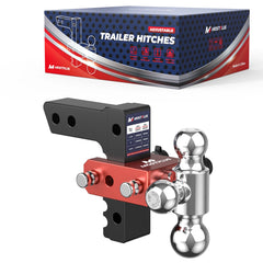 6" Adjustable Trailer Tow Hitch with 2" Receiver 1-7/8", 2" & 2-5/16" Tri-Ball Mount, 12500 LBS GTW For Most Truck & SUV