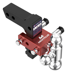 6" Adjustable Trailer Tow Hitch with 2" Receiver 1-7/8", 2" & 2-5/16" Tri-Ball Mount, 12500 LBS GTW For Most Truck & SUV