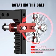8" Adjustable Trailer Tow Hitch with 2" Receiver 1-7/8", 2" & 2-5/16" Tri-Ball Mount, 12500 LBS GTW For Most Truck & SUV