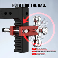 8" Adjustable Trailer Tow Hitch with 2.5" Receiver 2" & 2-5/16" Tri-Ball Mount, 18500 LBS GTW For Most Truck & SUV