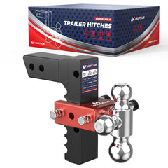 8" Adjustable Trailer Tow Hitch with 2.5" Receiver 2" & 2-5/16" Tri-Ball Mount, 18500 LBS GTW For Most Truck & SUV