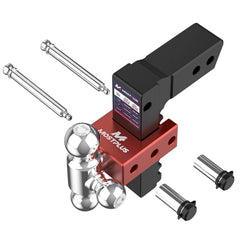 8" Adjustable Trailer Tow Hitch with 2.5" Receiver 2" & 2-5/16" Tri-Ball Mount, 18500 LBS GTW For Most Truck & SUV