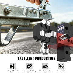 6" Adjustable Trailer Tow Hitch with 2" Receiver 2" & 2-5/16" Dual Ball Mount, Tow Shackle, 12500 LBS GTW For Most Truck & SUV