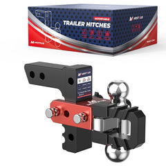 6" Adjustable Trailer Tow Hitch with 2" Receiver 2" & 2-5/16" Dual Ball Mount, Tow Shackle, 12500 LBS GTW For Most Truck & SUV