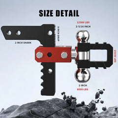 8" Adjustable Trailer Tow Hitch with 2" Receiver 2" & 2-5/16" Dual Ball Mount, 8000-12500 LBS GTW For Most Truck & SUV