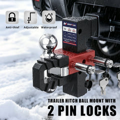 8" Adjustable Trailer Tow Hitch with 2.5" Receiver 2" & 2-5/16" Dual Ball Mount, 18500 LBS GTW For Most Truck & SUV
