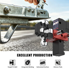 8" Adjustable Trailer Tow Hitch with 2.5" Receiver 2" & 2-5/16" Dual Ball Mount, 18500 LBS GTW For Most Truck & SUV