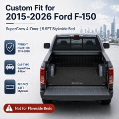 Truck Bed Mat For 2015-2026 Ford F-150 5.5FT Styleside, All-Weather Heavy Duty Odorless Rubber Truck Bed Liner (SuperCrew Cab Only)