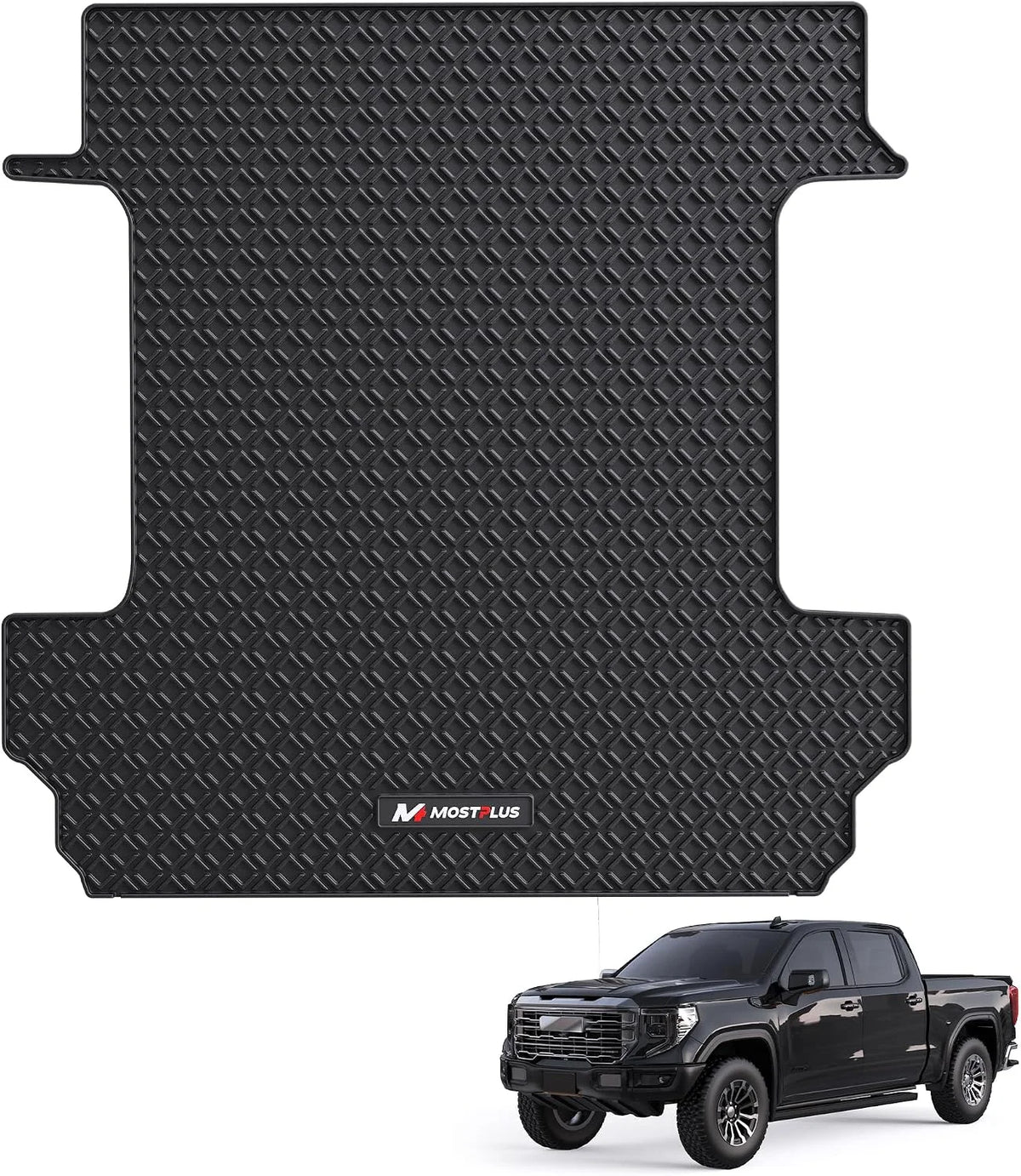 5.8FT Truck Bed Mat For 2019-2026 Chevrolet Silverado/GMC Sierra 1500 (Not Fit Optional CarbonPro Bed), All-Weather Heavy Duty Unique Pattern Design Rubber Truck Bed Liner