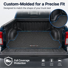6.4FT All-Weather Odorless Truck Bed Mat For 2019-2026 Ram 1500 Big Horn, Heavy Duty Synthetic Latex Unique Pattern Design Rubber Truck Bed Liner (For Quad Cab)
