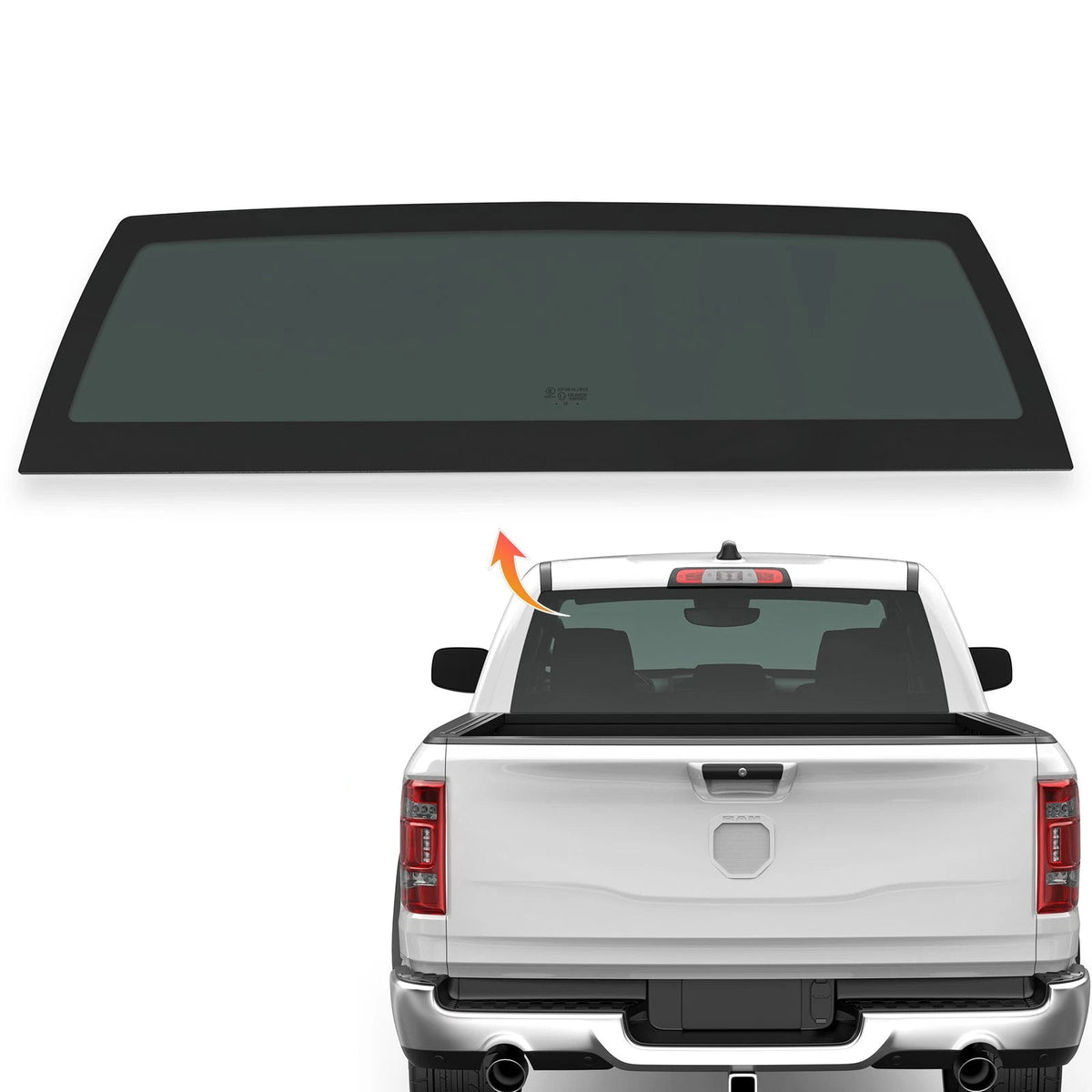 Rear Stationary Window Back Glass Replacement For 2009-2018 Dodge Ram 1500 2010-2025 Dodge Ram 2500 3500 4500 5500, Factory Privacy Tinted Solar Controlled Rear Window Glass