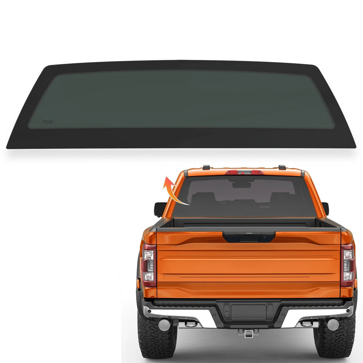 Rear Stationary Window Back Glass Replacement For 2015-2024 Ford F-150, Factory Privacy Tinted Solar Controlled Rear Window Glass