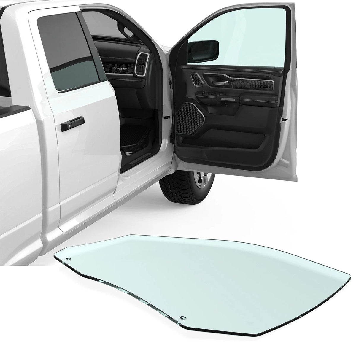 Front Passenger Right Side Door Window Glass Replacement For 2009-2018 Dodge Ram 1500 4 Door Crew Cab