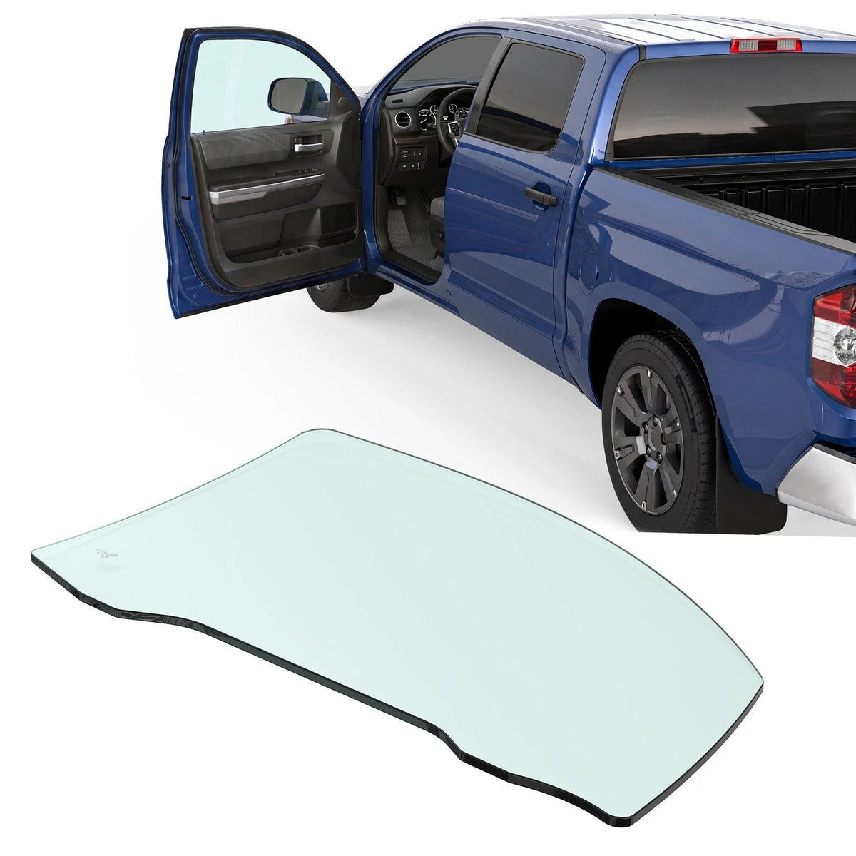 Front Driver Left Side Door Window Glass Replacement For 2007-2021 Toyota Tundra Pickup 4 Door Crew/ Extended Cab (Not For Standard Cab)