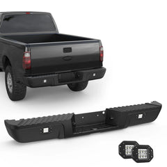 Black Rear Step Bumper w/ LED Light For 2008-2016 Ford F250 F350 F450 w/o Sensor Holes