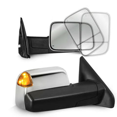 Chrome Power Heated Towing Mirrors With Turn Signal For 2002-2008 Dodge Ram 1500/2500/3500