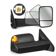 Black Power Heated Towing Mirrors w/ Turn Signal For 2002-2008 Ram 1500, 2003-2009 Dodge Ram 2500 3500