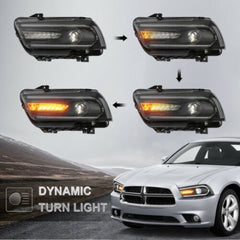 LED DRL Headlights w/ Dual Beam Front For 2011-2014 Dodge Charger