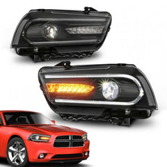 LED DRL Headlights w/ Dual Beam Front For 2011-2014 Dodge Charger