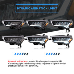 Set LED Reflector Headlights Front Lamps For 2014-2021 Toyota 4Runner Head Lamps