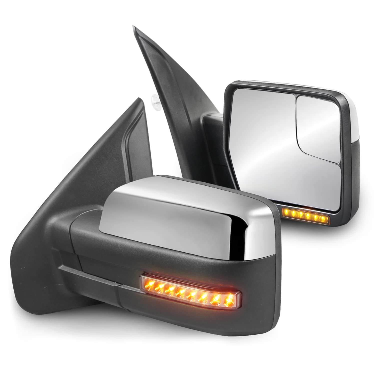 Chrome Power Heated Side View Mirrors w/ Sequential Signal For