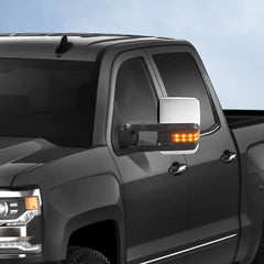 Chrome Power Heated Tow Mirrors For 2003-2007 Chevy Silverado Suburban Tahoe GMC Sierra Yukon w/ Turn light, Clearance Lamps (Set of 2)