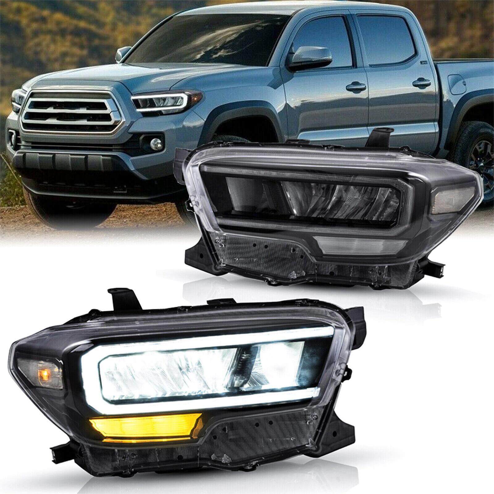 Full LED DRL Reflector Headlights Assembly For 2016-2021 Toyota Tacoma ...