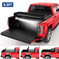 6.5FT Quad-Fold Soft Tonneau Cover For 1988-2007 Silverado Sierra 1500 2500 3500 Bed