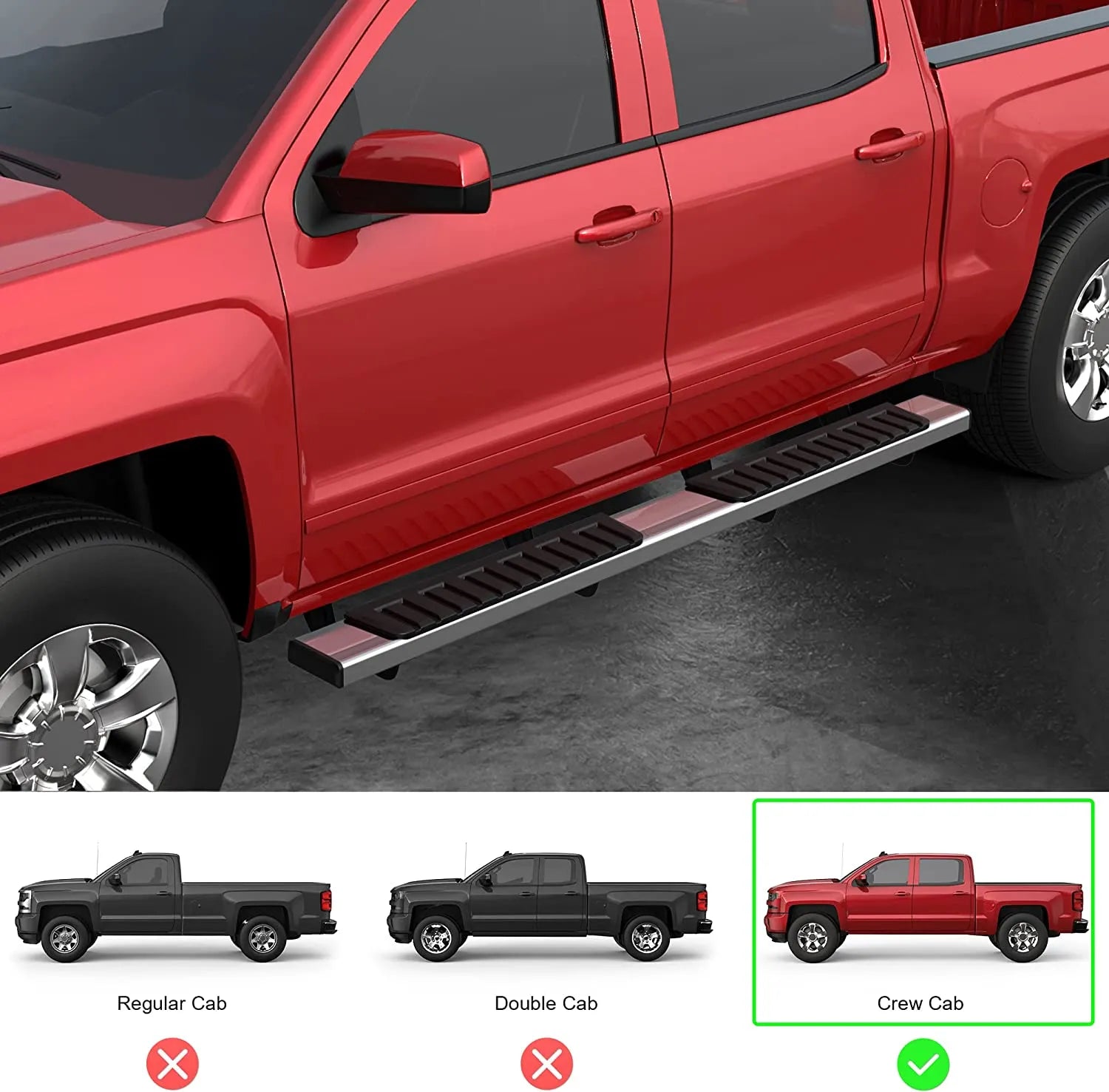 thumbnail image 2 of EVERESTCO 6" Running Boards / Side Steps For 2007-2018 Chevy Silverado & GMC Sierra Crew Cab 2 of 2