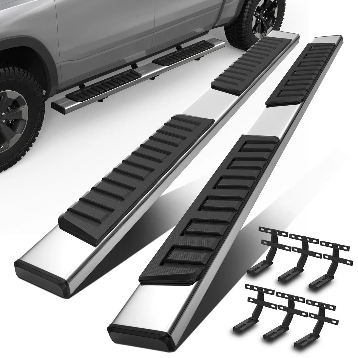 6" Running Boards For 2019-2023 Dodge Ram 1500 (New Body Style) Crew Cab 6 inch Stainless Steel Side Step Nerf Bars