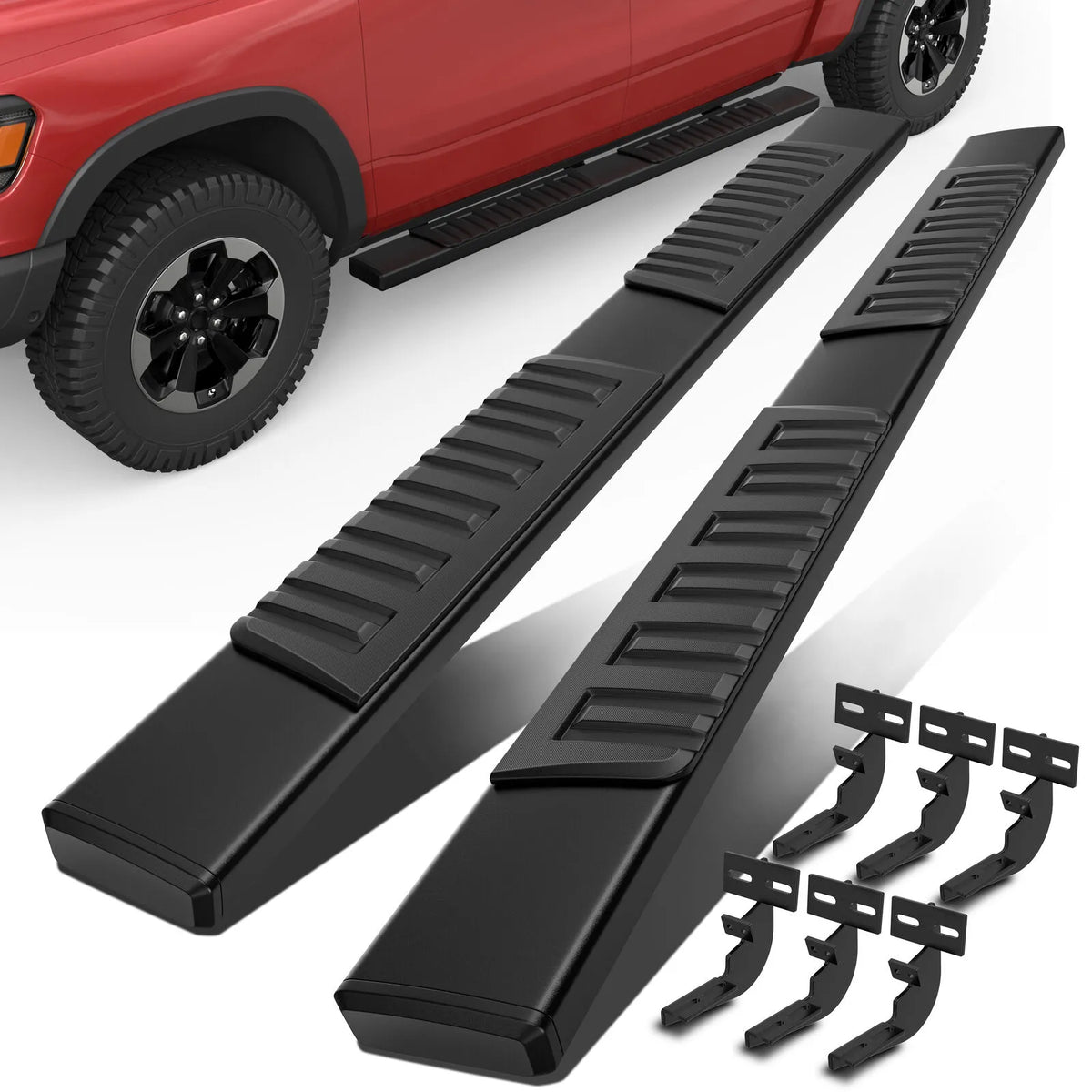 6" Running Boards For 2009-2018 Dodge Ram 1500 2010-2022 Ram 2500 3500 Crew Cab Aluminum Nerf Bars Side Steps