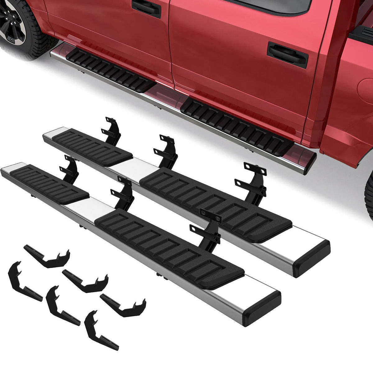 6" Running Boards For 2015-2023 Ford F150 Super Crew Cab & 2017-2022 F250 F350 Super Duty Crew Cab Side Step Nerf Bars