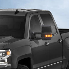 Black Power Heated Tow Mirror For 2014-2018 Chevy Silverado GMC Sierra 1500 2500HD 3500HD w/Smoke LED Signal