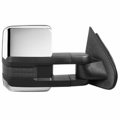 Chrome Power Heated Tow Mirror For 2014-2018 Silverado GMC Sierra 1500 2500 HD 3500 HD w/ Smoke Turn Signal