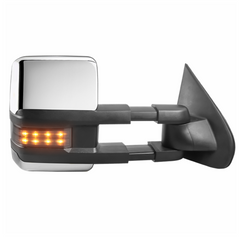 Chrome Power Heated Tow Mirror For 2014-2018 Silverado GMC Sierra 1500 2500 HD 3500 HD w/ Smoke Turn Signal