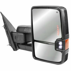 Black Power Folding Towing Mirrors For 2014-2018 Silverado Sierra 1500 2500HD 3500HD with Turn Light, Clearance Lamp, Running Lights, Control Switch