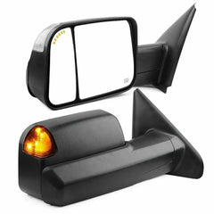 Black Power Heated Towing Mirrors w/ Turn Signal For 2002-2008 Ram 1500, 2003-2009 Dodge Ram 2500 3500