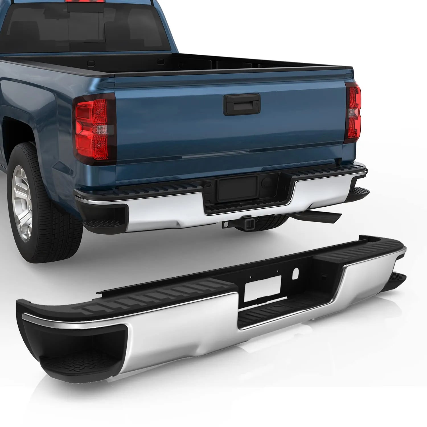 Rear Bumper For Truck Chrome Steel Rear Bumper For 2014-2018 Chevy Silverado GMC Sierra 1500