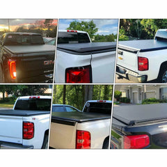 6.5FT Quad-Fold Soft Tonneau Cover For 2014-2021 Toyota Tundra Bed (W/o Deck Rail System)