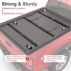 5.8FT Tri-Fold Soft Tonneau Cover For 2007-2013 Chevy Silverado & GMC Sierra 1500 | Fleetside Truck Bed