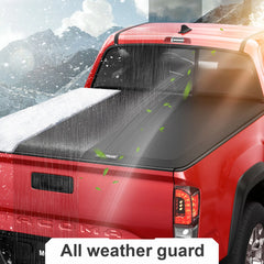 5.7FT/5.8FT Tri-Fold Soft Tonneau Cover For 2016-2024 Nissan Titan Truck Bed