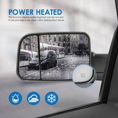 Power Fold Heated Towing Mirrors & LED Signal For 2009-2017 Dodge Ram W/Temp Sensor Pair(2)