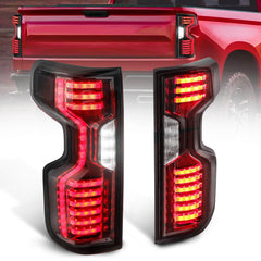 Red Clear Full LED Tail Lights Assembly For 2019-2021 Chevrolet Chevy Silverado 1500/ 2020-2021 2500 HD 3500HD Set of 2