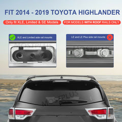 Roof Rack Cross Bar Crossbars For 2014-2019 Toyota Highlander XLE/Limited Models