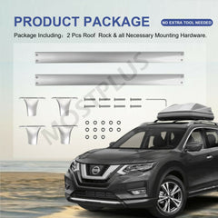 Silver Roof Rack Cross Bars For 2014-2020 Nissan Rogue w/ Roof Rails Carrier Kit