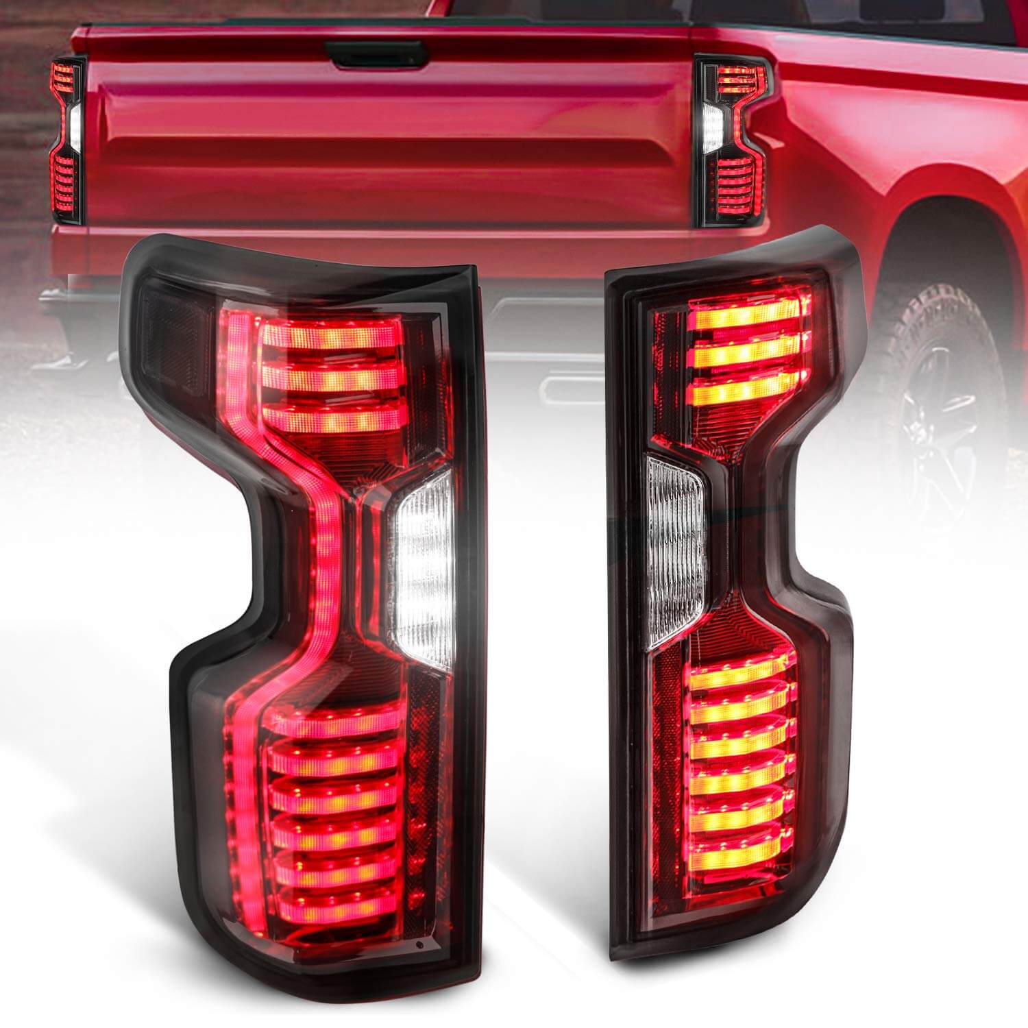 Smoked Full LED Tail Lights Assembly For 2019-2021 Chevrolet Chevy Silverado 1500/ 2020-2021 2500 HD 3500HD Set of 2