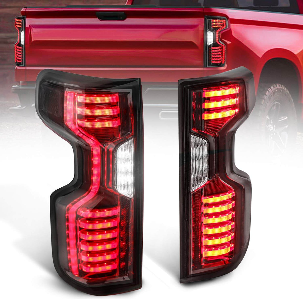 Smoked Full LED Tail Lights Assembly For 2019-2021 Chevrolet Chevy Silverado 1500/ 2020-2021 2500 HD 3500HD Set of 2