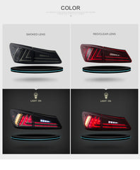 Red Clear LED Tail Lights For 2006-2012 Lexus IS350 IS250 Rear Lamps Set(2)