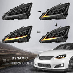 Full LED Headlights w/ Clear Reflector For 2006-2012 Lexus IS250/IS350/ISF